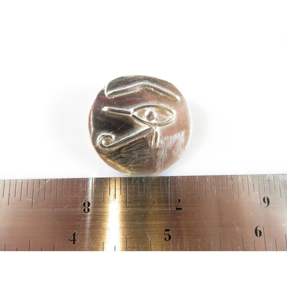 Vintage Sterling Silver Egyptian Eye of Horus Coin Style Pendant Artisan Piece - Picture 9 of 9